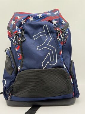 E1 TYR Alliance 45L Backpack 3 Swim Hiking Outdoors Gym Stars Stripes